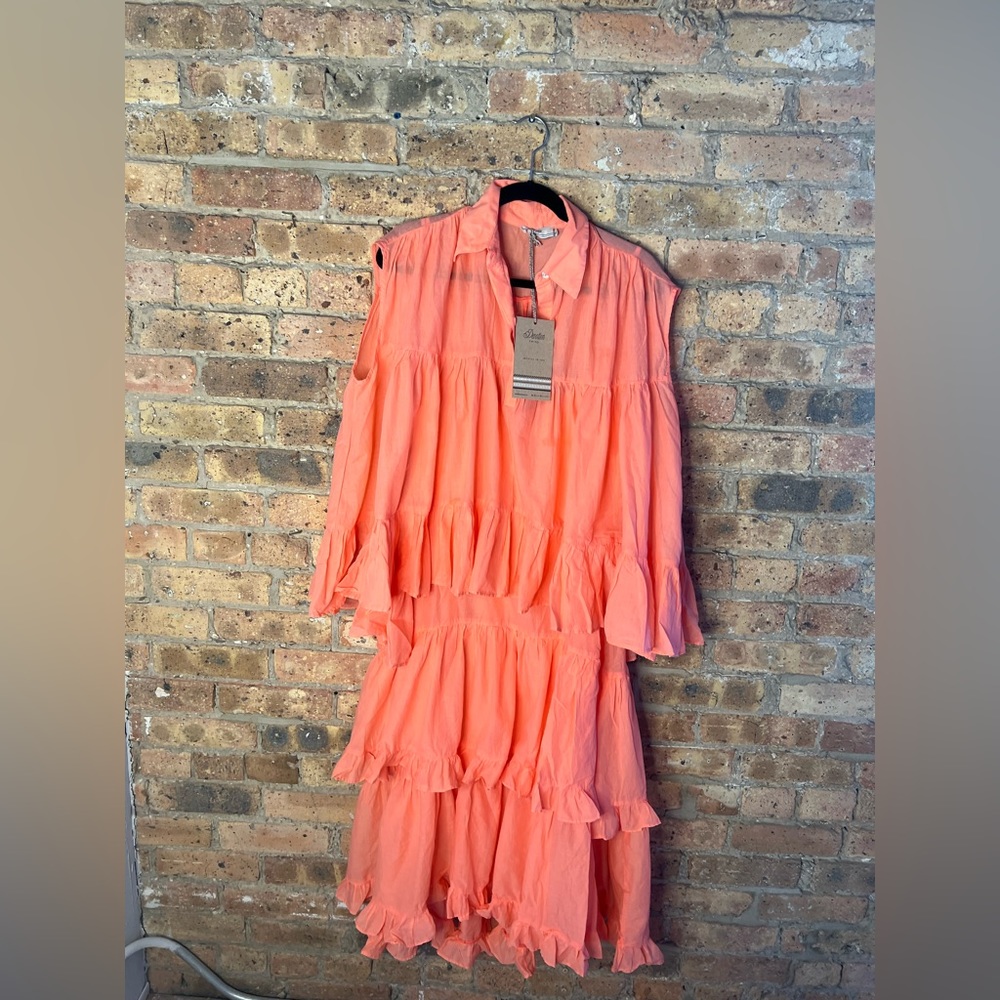 Devotion Twins peach maxi dress with slip, size S, never been worn